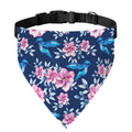 Pink Flowers And Hummingbird Print Over The Collar Dog Bandana