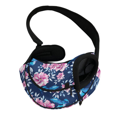 Pink Flowers And Hummingbird Print Pet Sling Carrier
