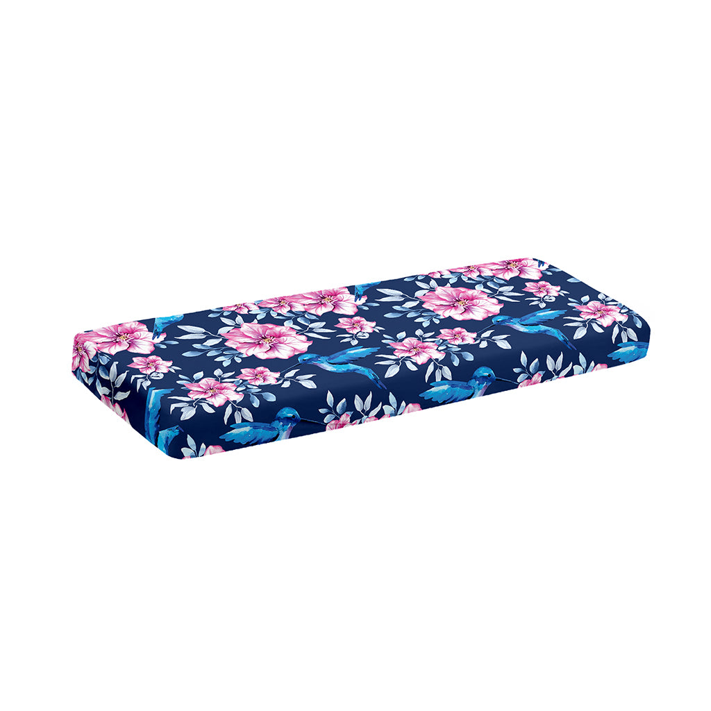 Pink Flowers And Hummingbird Print Piano Keyboard Cover
