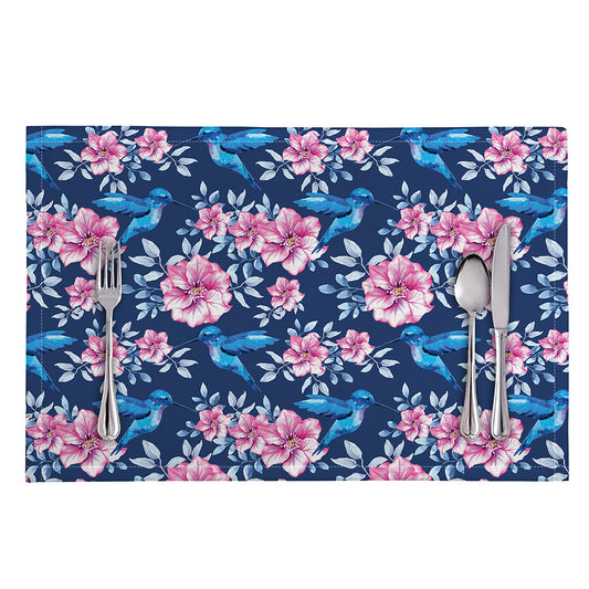 Pink Flowers And Hummingbird Print Placemat