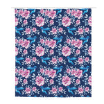Pink Flowers And Hummingbird Print Polyester Shower Curtain