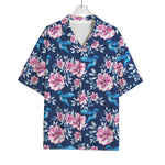 Pink Flowers And Hummingbird Print Rayon Hawaiian Shirt