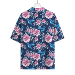Pink Flowers And Hummingbird Print Rayon Hawaiian Shirt