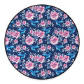 Pink Flowers And Hummingbird Print Round Floor Mat