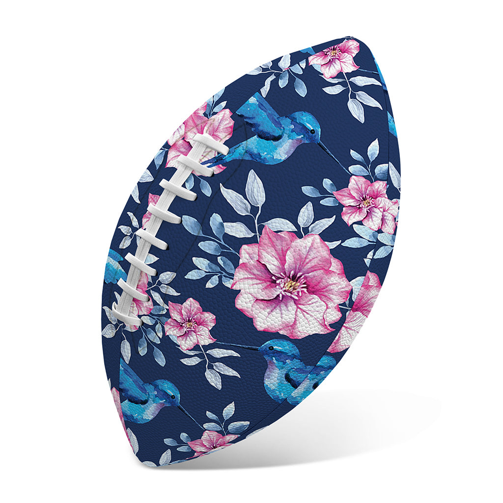 Pink Flowers And Hummingbird Print Rugby Ball