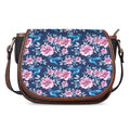Pink Flowers And Hummingbird Print Saddle Bag