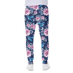 Pink Flowers And Hummingbird Print Scuba Joggers