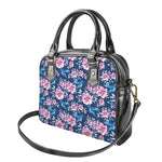 Pink Flowers And Hummingbird Print Shoulder Handbag
