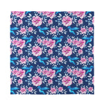 Pink Flowers And Hummingbird Print Silk Bandana