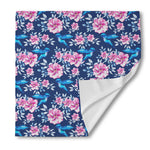 Pink Flowers And Hummingbird Print Silk Bandana