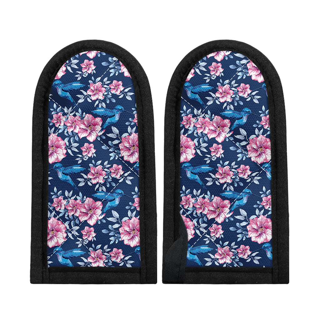 Pink Flowers And Hummingbird Print Skillet Handle Cover