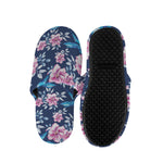 Pink Flowers And Hummingbird Print Slippers