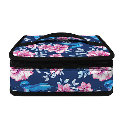 Pink Flowers And Hummingbird Print Small Lunch Bag