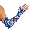 Pink Flowers And Hummingbird Print Sun Protection Arm Sleeves