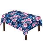 Pink Flowers And Hummingbird Print Tablecloth
