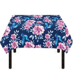 Pink Flowers And Hummingbird Print Tablecloth