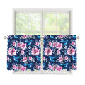Pink Flowers And Hummingbird Print Tier Curtains