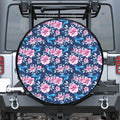 Pink Flowers And Hummingbird Print Tire Cover