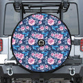 Pink Flowers And Hummingbird Print Tire Cover With Camera Hole