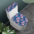 Pink Flowers And Hummingbird Print Toilet Lid And Tank Cover Set
