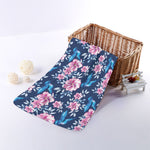 Pink Flowers And Hummingbird Print Towel