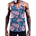 Pink Flowers And Hummingbird Print Men's Workout Tank Top