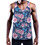 Pink Flowers And Hummingbird Print Training Tank Top