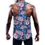 Pink Flowers And Hummingbird Print Training Tank Top