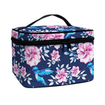 Pink Flowers And Hummingbird Print Travel Makeup Bag