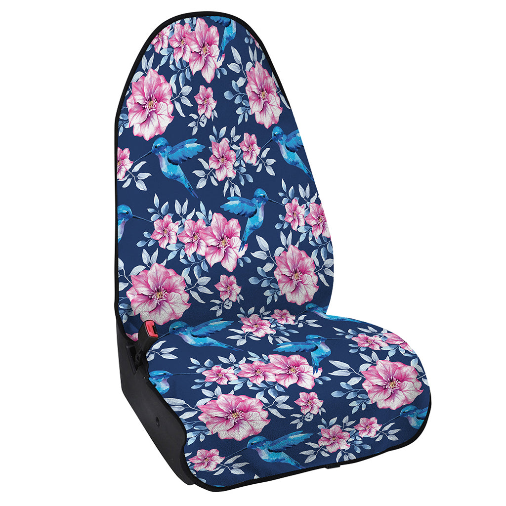 Pink Flowers And Hummingbird Print Waterproof Car Seat Cover