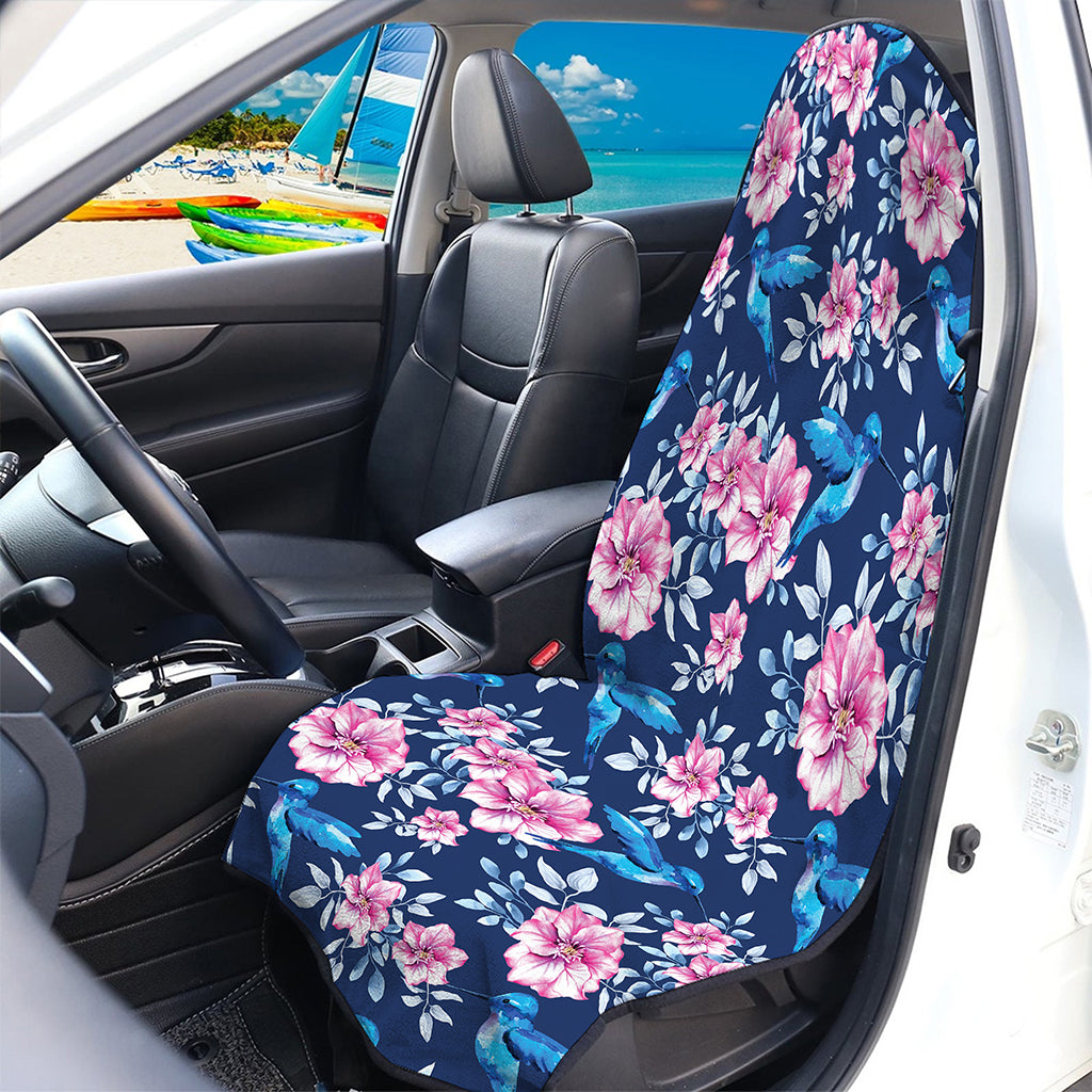 Pink Flowers And Hummingbird Print Waterproof Car Seat Cover