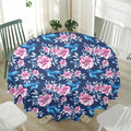 Pink Flowers And Hummingbird Print Waterproof Round Tablecloth