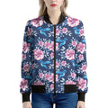 Pink Flowers And Hummingbird Print Women's Bomber Jacket