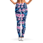 Pink Flowers And Hummingbird Print Women's Leggings