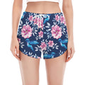 Pink Flowers And Hummingbird Print Women's Split Running Shorts
