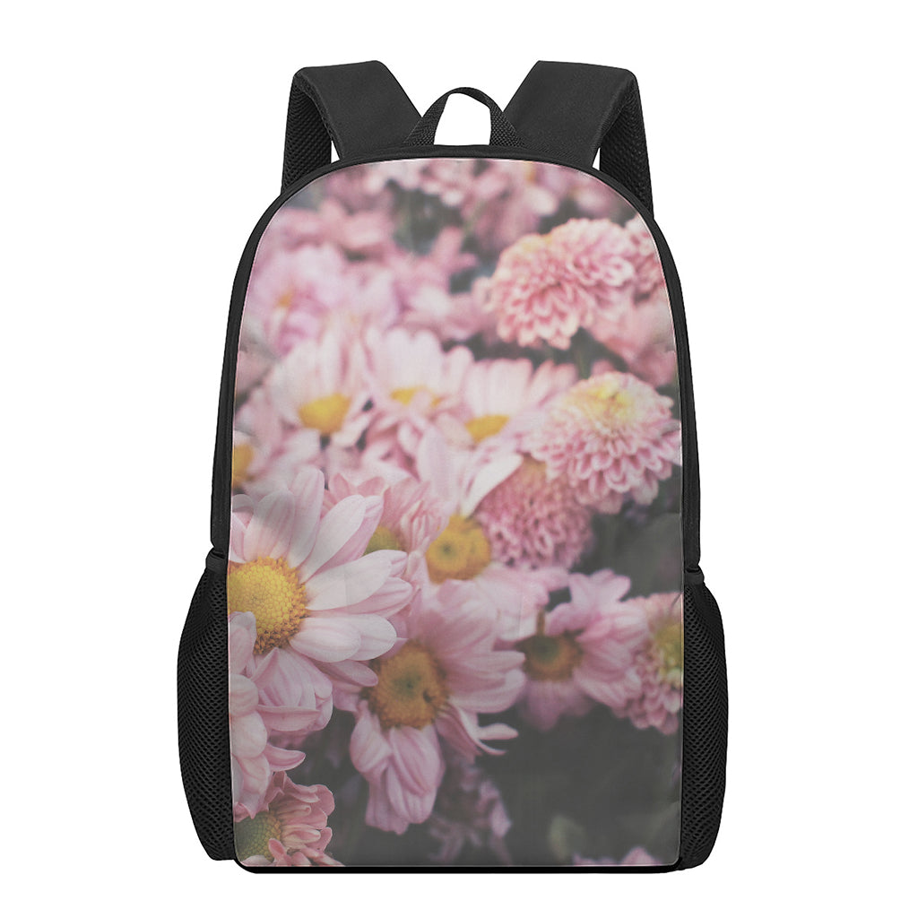 Pink Flowers Print 17 Inch Backpack