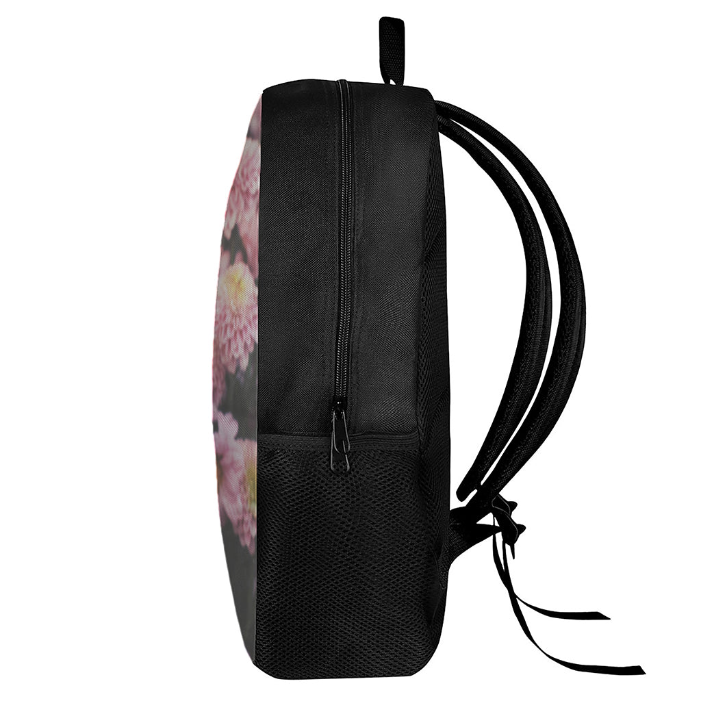 Pink Flowers Print 17 Inch Backpack