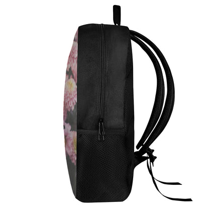 Pink Flowers Print 17 Inch Backpack