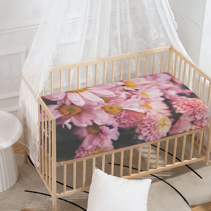 Pink Flowers Print Baby Crib Sheet