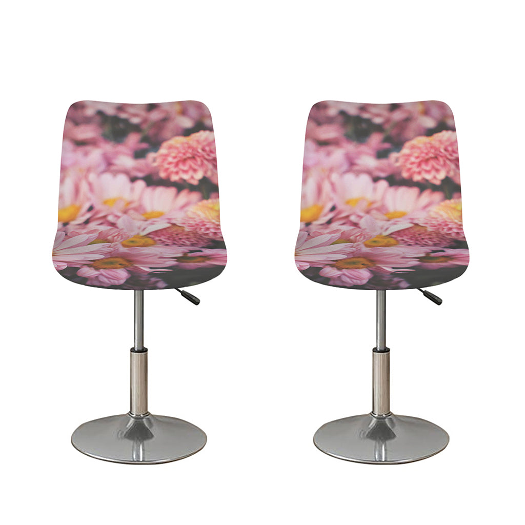 Pink Flowers Print Bar Stool Covers