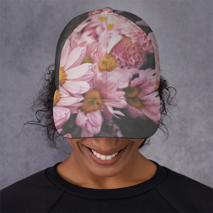 Pink Flowers Print Baseball Cap