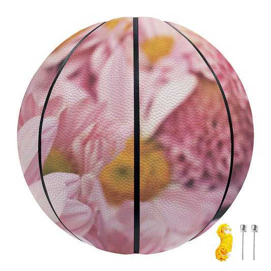 Pink Flowers Print Basketball