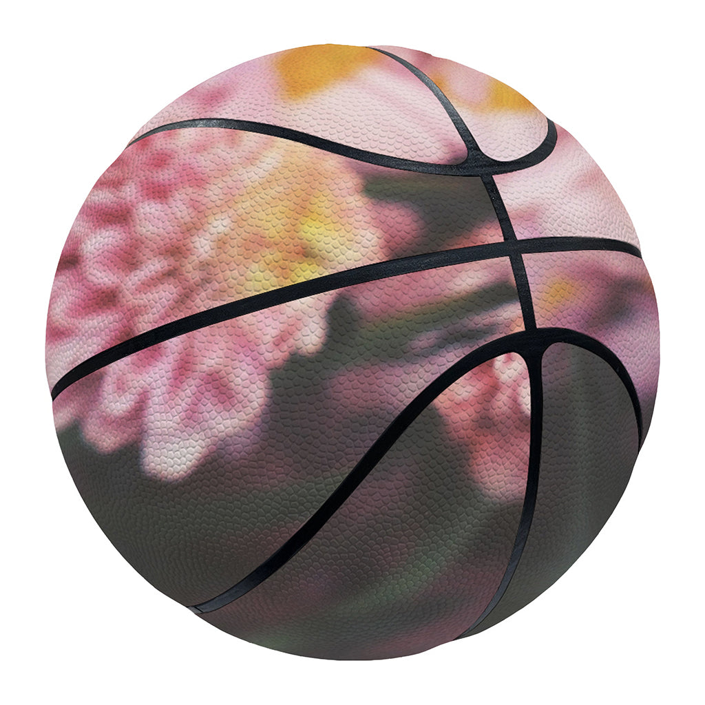 Pink Flowers Print Basketball