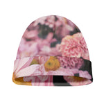 Pink Flowers Print Beanie