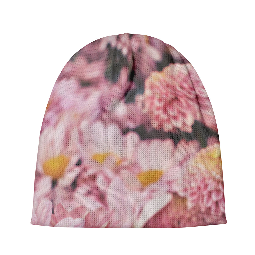 Pink Flowers Print Beanie
