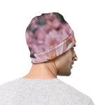 Pink Flowers Print Beanie