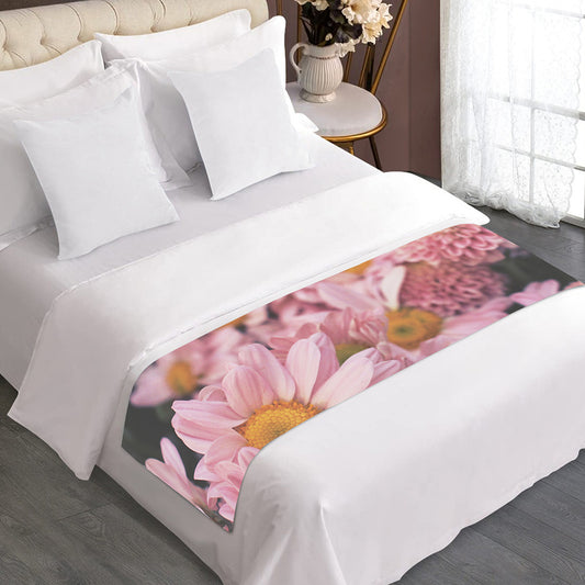Pink Flowers Print Bed Runner