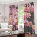 Pink Flowers Print Dimout Grommet Curtains