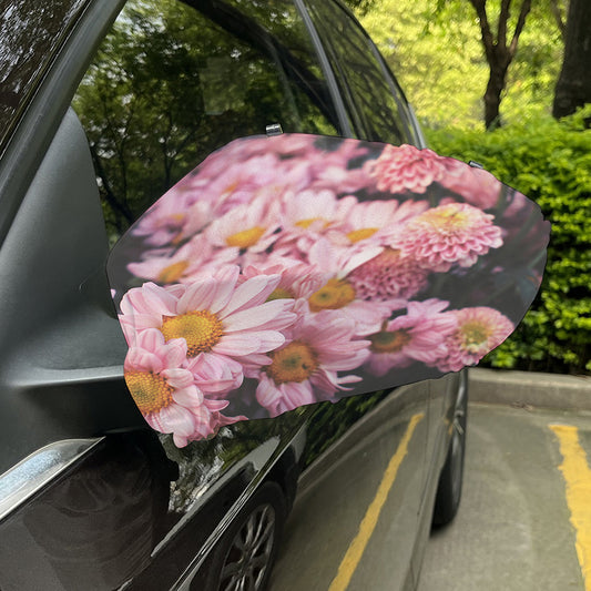 Pink Flowers Print Car Side Mirror Covers