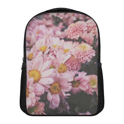Pink Flowers Print Casual Backpack